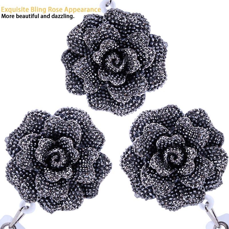 Soleebee 24'' Retractable Badge Reel, Glitter Rose Nurse ID Badge Holder Reel with 360Â° Swivel Alligator Clip - Gray - Image 5